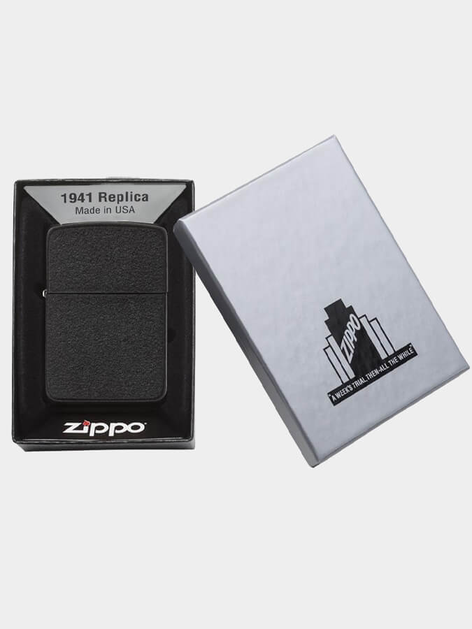 Zippo Lighter - Black Crackle 1941 Replica (28582)