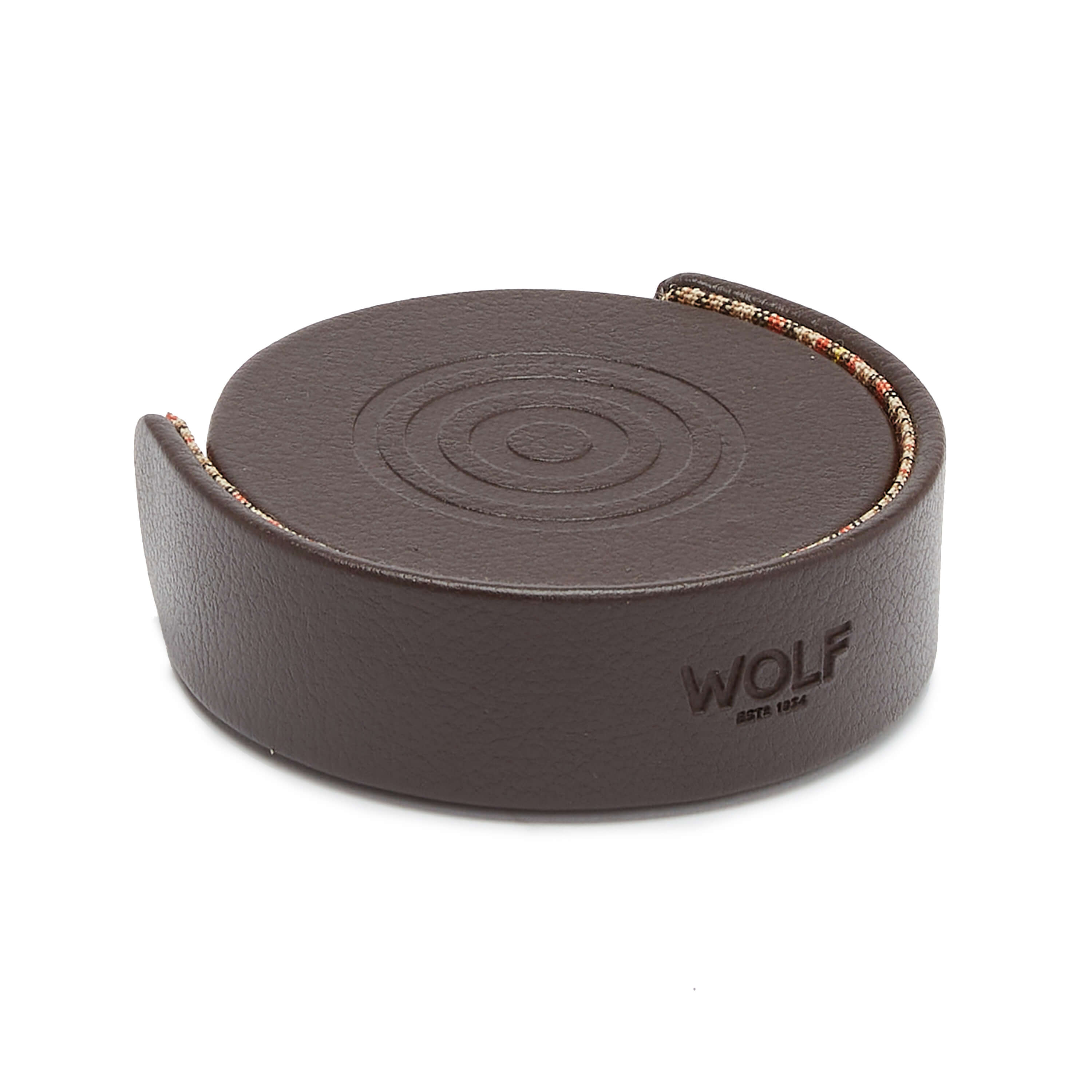 Wolf WM Brown Set of 4 Coasters + Case - Brown