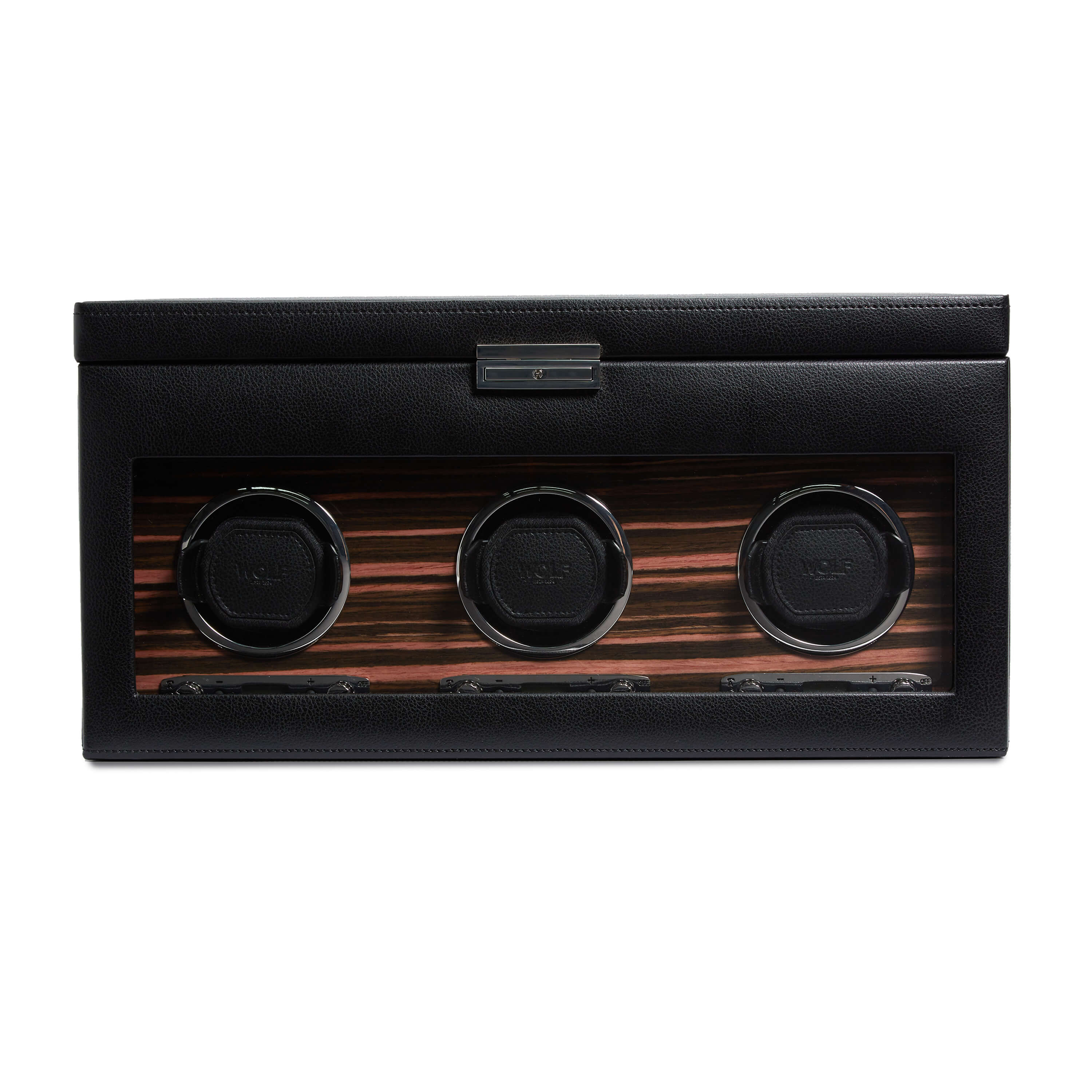 Wolf Roadster Triple Watch Winder + Storage - Black