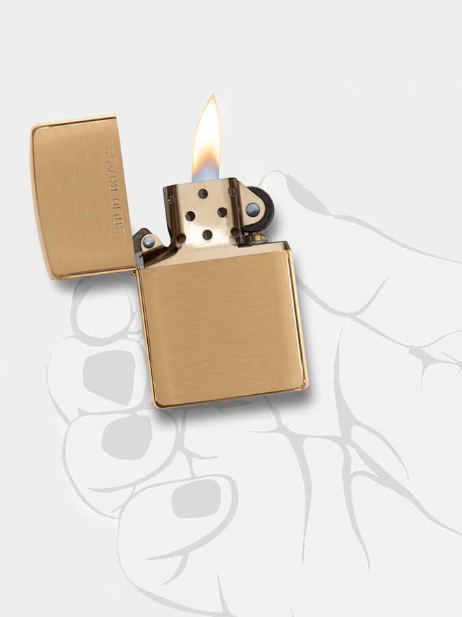 Zippo Lighter - Brushed Solid Brass - Z204