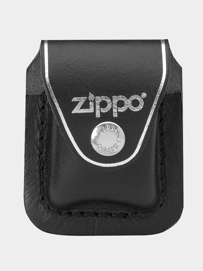 Zippo Lighter Black Leather Pouch With Belt Clip