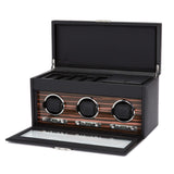 Wolf Roadster Triple Watch Winder + Storage - Black